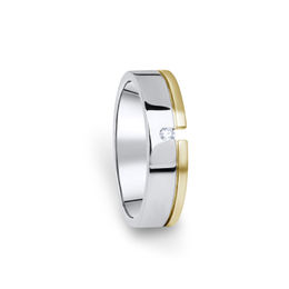 Dámský prsten DF 16/D, bílé+žluté zlato 585/1000, s briliantem