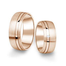 Snubní prsteny z růžového zlata s briliantem, pár - 18