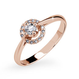 Zlatý zásnubní prsten DF 2951, růžové zlato, s briliantem