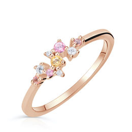 Zlatý dámský prsten DF 5036 z růžového zlata, barevné kameny
