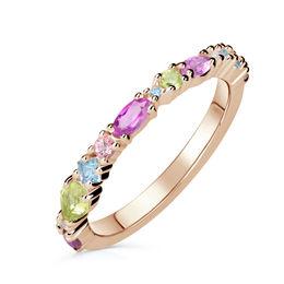 Zlatý dámsky prsteň DF 4918 z ružového zlata, farebné kamene