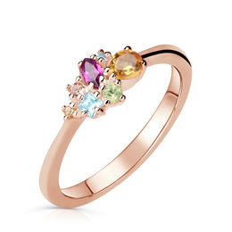 Zlatý dámský prsten DF 4946 z růžového zlata, barevné kameny