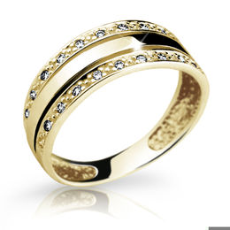 Zlatý prsteň DLR 1773 zo žltého zlata, so zirkónmi