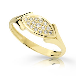 Zlatý prsten DLR 2331 ze žlutého zlata, se zirkony