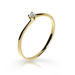 Zlatý zásnubný prsteň DF 2943, žlté zlato, s briliantom