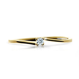 Zlatý zásnubní prsten DF 2943, žluté zlato, s briliantem