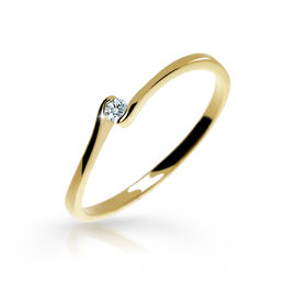 Zlatý zásnubní prsten DF 2947, žluté zlato, s briliantem