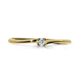 Zlatý zásnubný prsteň DF 2948, žlté zlato, s briliantom