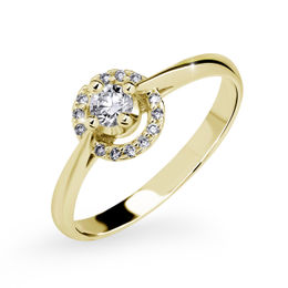 Zlatý zásnubní prsten DF 2951, žluté zlato, s briliantem