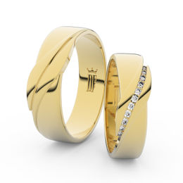 Snubní prsteny ze žlutého zlata s brilianty, pár - 3039