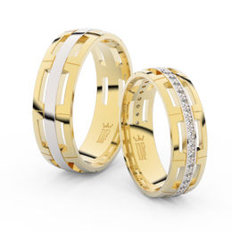 Snubní prsteny ze žlutého zlata s brilianty, pár - 3048