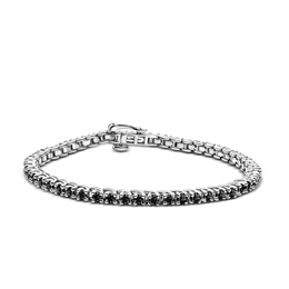 Damen-Tennisarmband DF 2557 aus Weißgold mit schwarzen Diamanten, Größe L