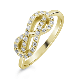 Zlatý prsten nekonečno DF 3094 ze žlutého zlata, s briliantem