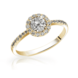 Zlatý zásnubní prsten DF 3098, žluté zlato, s diamantem