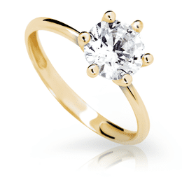 Zlatý zásnubní prsten DLR 2486 ze žlutého zlata, se zirkonem