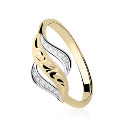 Zlatý dámský prsten DF 2982 ze žlutého zlata, s briliantem
