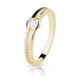 Zlatý zásnubní prsten DLR 2543 ze žlutého zlata, se zirkony