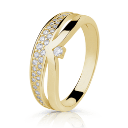 Zlatý prsten DLR 2544 ze žlutého zlata, se zirkony