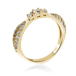 Zlatý prsten DLR 2526 ze žlutého zlata, se zirkony