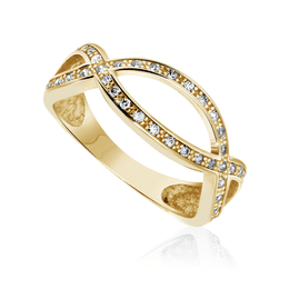 Zlatý prsteň DLR 2532 zo žltého zlata, so zirkónmi