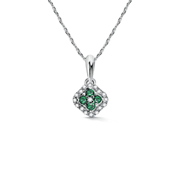 Zlatý dámský přívěsek DF 3319, bílé zlato, smaragdy s diamanty