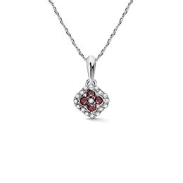 Zlatý dámský přívěsek DF 3319, bílé zlato, rubíny s diamanty