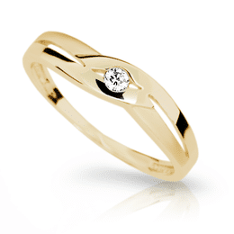 Zlatý prsten DF 1776 ze žlutého zlata, s briliantem