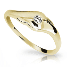 Zlatý dámský prsten DF 1838 ze žlutého zlata, s briliantem