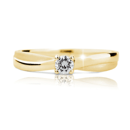 Zlatý zásnubní prsten DF 1906, žluté zlato, s briliantem
