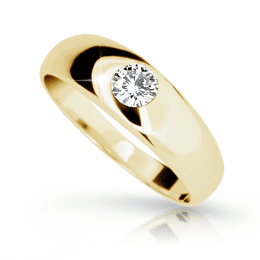 Zlatý zásnubní prsten DF 1939, žluté zlato, s briliantem