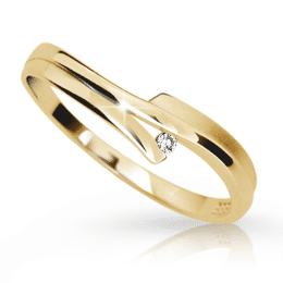 Zlatý prsten DF 2000 ze žlutého zlata, s briliantem
