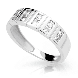 Zlatý prsteň DF 2079 z bieleho zlata, s briliantom