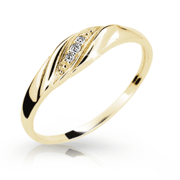 Zlatý dámský prsten DF 2084 ze žlutého zlata, s briliantem