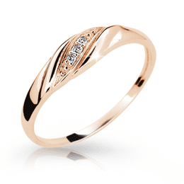 Zlatý dámský prsten DF 2084 z růžového zlata, s briliantem
