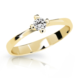 Zlatý zásnubní prsten DF 2089, žluté zlato, s briliantem