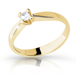 Zlatý zásnubní prsten DF 2100, žluté zlato, s briliantem