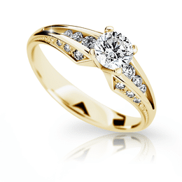 Zlatý zásnubní prsten DF 2103, žluté zlato, s diamantem