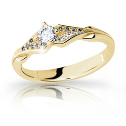 Zlatý zásnubní prsten DF 2104, žluté zlato, s briliantem