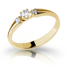 Zlatý zásnubní prsten DF 2105, žluté zlato, s briliantem