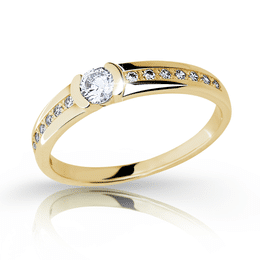 Zlatý zásnubní prsten DF 2106, žluté zlato, s briliantem