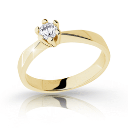 Zlatý zásnubný prsteň DF 2107, žlté zlato, s briliantom