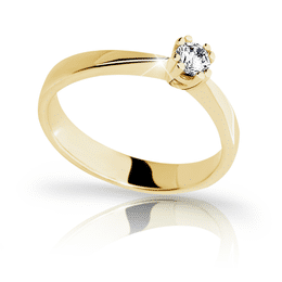 Zlatý zásnubní prsten DF 2119, žluté zlato, s briliantem