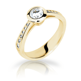 Zlatý zásnubní prsten DF 2124, žluté zlato, s diamantem