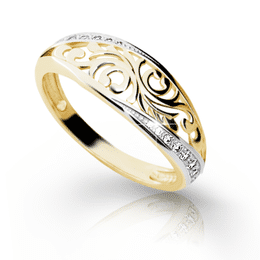 Zlatý dámský prsten DF 2133 ze žlutého zlata, s briliantem