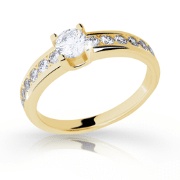 Zlatý zásnubní prsten DF 2146, žluté zlato, s diamantem