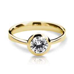 Zlatý zásnubní prsten DF 2273, žluté zlato, s diamantem