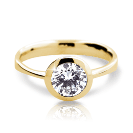 Zlatý zásnubní prsten DF 2274, žluté zlato, s diamantem