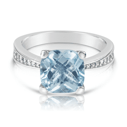 Zlatý dámský prsten DF 3487 z bílého zlata, topaz swiss blue s diamanty