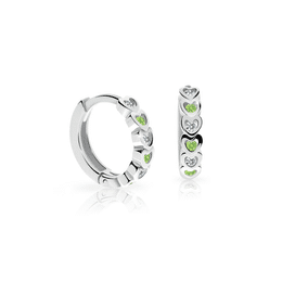 Pendientes infantiles Danfil anillos C3339 en oro blanco con pedrería Verde Peridoto