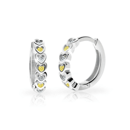 Pendientes infantiles Danfil rings C3340 en oro blanco con diamantes de imitación Amarillo